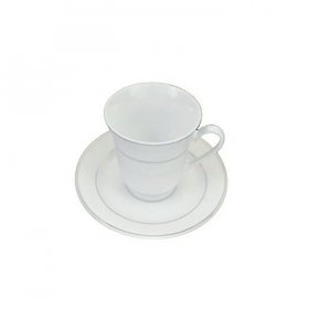 White China w Silver Rim (Cup & Saucer) for Rent