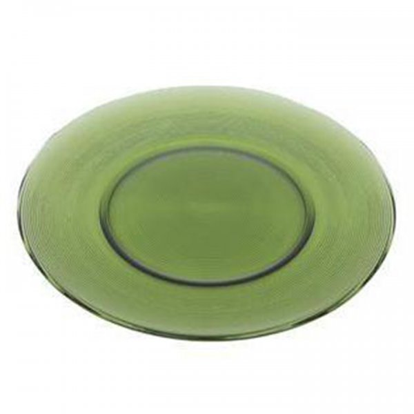 Dark Green Ribbed Glass Charger for Rent