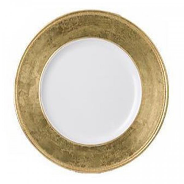 Gold Band on White Acrylic Charger for Rent