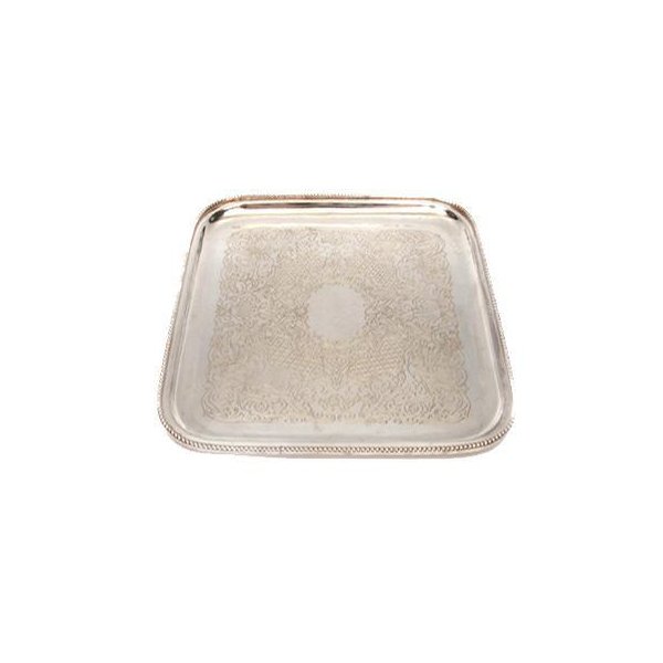 Silver Beaded Tray 15" Square for Rent
