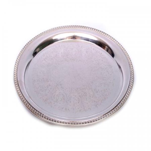 Silver Beaded Tray Round for Rent